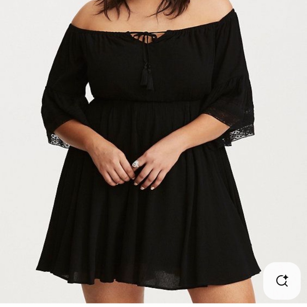 Torrid Gauze Crochet Trim Peasant Skater Dress